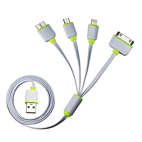 Timorn Multi Ladekabel 4 in 1 USB Kabel Mehrfach Adapter Stecker mit 8 Pin Beleuchtung / 30 Pin / Micro USB 2.0 / Micro USB 3.0 Anschlüsse für iPhone 6, 5, 5S, USB Micro für Samsung Galaxy S6 S5 S4, Anmerkung 3, Energien Bank Tragbare Ladegerät und mehr (Grün)