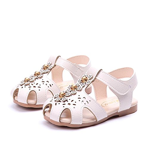 Preisvergleich Produktbild Babyschuhe Krippeschuhe Taufschuhe Sommerschuhe Kinderschuhe Baby Krippe Sandalen Schuhe Kleinkind Atmungsaktiv Turnschuhe Freizeitschuhe Kleinkind Sankidv Klettverschluss Strandschuhe (Weiß, EU:26)