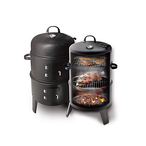 Preisvergleich Produktbild Multifunktionsraucher Holzkohlegrills, anthrazit / Edelstahl,Grillabdeckungen, Temperatursteuerung - Geeignet für Picknick im Freien Terrasse Hinterhof Camping,40 * 72cm