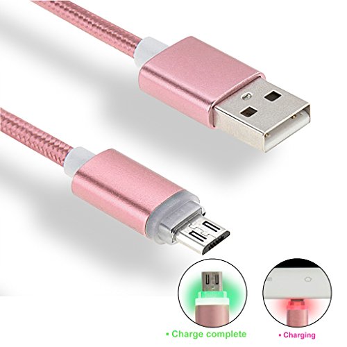 iMusi Micro USB Kabel für Android Smartphone mit LED High Speed [Syncwire & Ladekabel] - Lebenslange Garantieserie - für Samsung Galaxy, HTC, Huawei, Sony, Nexus, Nokia, Kindle und mehr Rosa Gold
