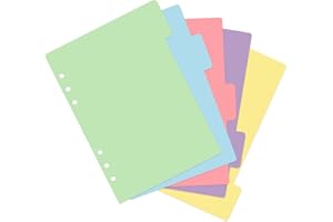 DABBOO 5 Divisori Raccoglitori Ad Durevole Anelli Divisori per Cartelle Indice File Raccoglitore A5 Colorati Registri File a 6 fori Adatti per A5Raccoglitori Ad Anelli,Pianificatori