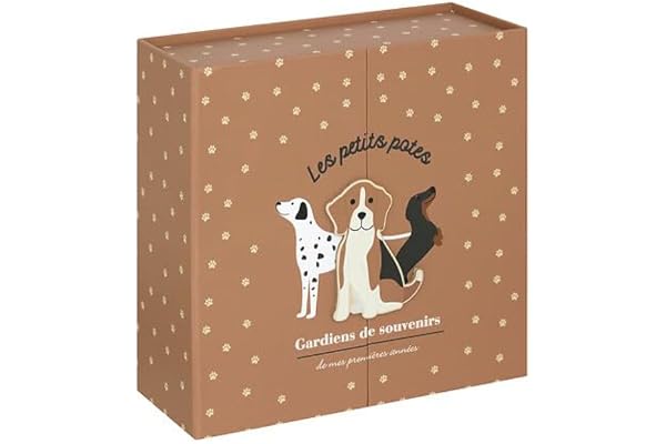Coffret de naissance souvenirs chien 9 tiroirs - Beige