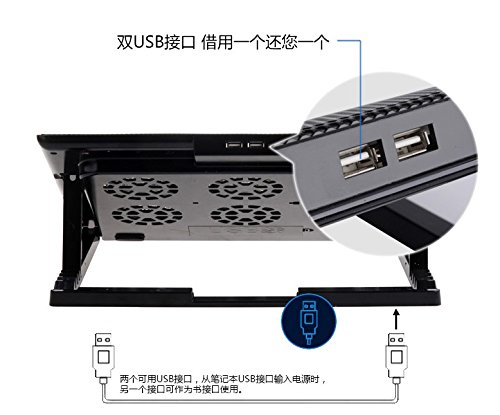 Ablage zur Lüftung des Laptops LED-Leuchte, 2 USB, kompatibel mit PCs von 12 bis 17 Zoll - 5