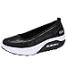 Produktbild SuperSU Damen Atmungsaktiv Netz Keilabsatz Schuhe Leicht Laufschuhe Fitness Laufen Freizeitschuhe Mode Frauen Luftpolster Plateauschuhe schütteln Schuhe Slip Sport Turnschuhe Pumps Segelschuhe