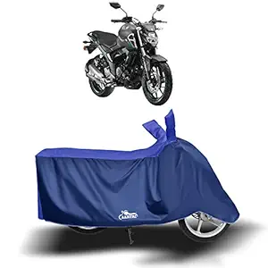 Black Hill Quality 100% Polyester Two Wheeler Body Cover for Yamaha FZ-S Fi Version 3.0 (Strip Royal Blue)