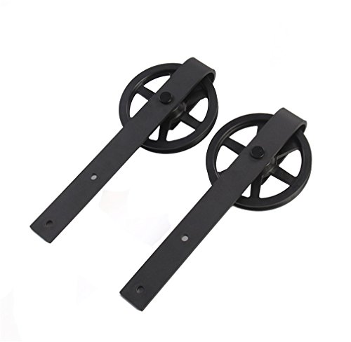 CCJH 6FT-183cm Herraje para Puerta Corredera Kit de Accesorios para Puertas Correderas Rueda Riel Juego para Una Puerta de Madera