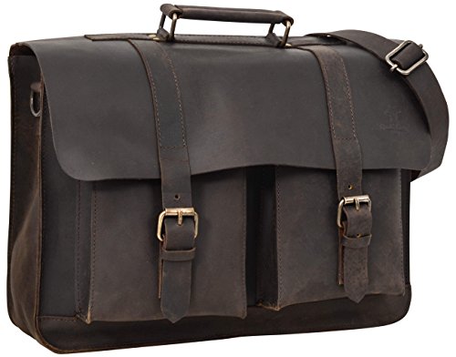 Gusti Leder studio „Edgar“ Rucksack oder Umhängetasche Ledertasche Laptoptasche 15,4" Rucksack Lederrucksack Cityrucksack für Outdoor Bordtasche Unirucksack Arbeitstasche Klassiker Büffelleder Echt Leder Vintage Elegant Damen Herren Antikbraun 2M2-26-54
