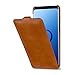 Produktbild StilGut Leder-Hülle kompatibel mit Galaxy S9, vertikales Flip-Case, Cognac