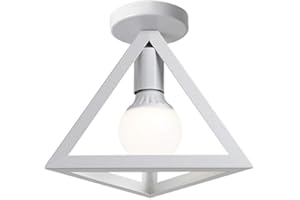 iDEGU Lampada da Soffitto Moderna a Forma di Gabbia Triangolo Geometrico Plafoniera Vintage E27 illuminazione per Camera da Letto, Soggiorno, Ristorante, 25cm, Bianco