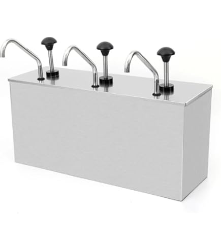 Gastro-Inox Sausdispenser met rode, witte & gele drukknop | 3x 3L