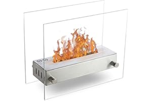 WIKAO Oxy - INOX brossé, cheminée éthanol (poele Bio, a Poser au Sol,Mobile,Nomade,de Table,Mini poele Bio)