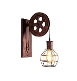 rostfarbene kissen  Jasmin FS Wandlampe Amerikanischen Retro Riemenscheibe Wandleuchte LOFT Restaurant Licht Balkon Flur Shop Licht E27 Nachttischlampe LED Innenbeleuchtung (Farbe: Rostfarbe)