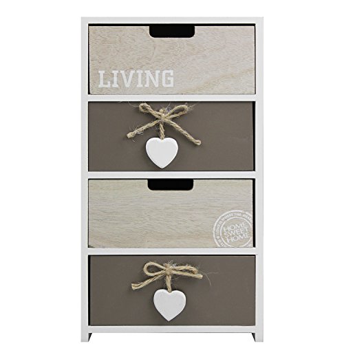 Mini Kommode Schrank Living mit 4 Schubladen 20x38x10cm Kleines Schränkchen Schubladenschrank Holzschrank für Bad Büro Haushalt - 2