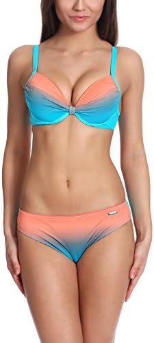 Verano Womens Bikini Set Push Up Irma (Blue/Salmon, EU 44 = UK 16)