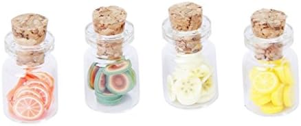 ivebetter 1:12 Scale Dollhouse Storage Jar with Fruit Slices Wooden Lid Set of 4Pcs