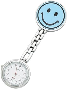 ShoppeWatch Damen Krankenschwester Fob Uhr Revers Clip-on Smiley BLAU NW-244