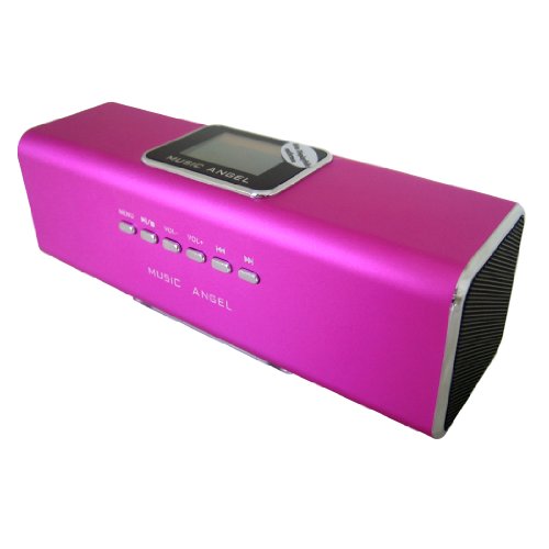 Preisvergleich Produktbild Stereo Lautsprecher / Boxen / Soundstation / Lautsprechersystem "6in1" für PC, LAPTOP, NETBOOK mit eingebautem Radio, Wecker, Uhr, USB-Slot, Micro-SD Kartenslot & 3,5mm Klinkenanschluss - Farbe: magenta-metallic