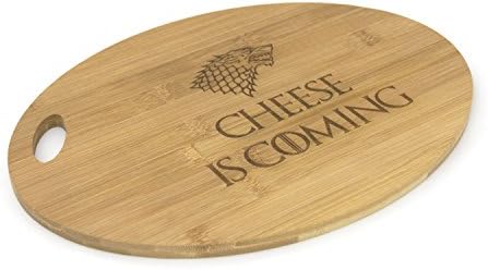 Game of Thrones Inspired - Dinner is Coming - Bamboo Chopping and Serving Boards Engraved Gift (Oval Shape, Cheese is Coming)