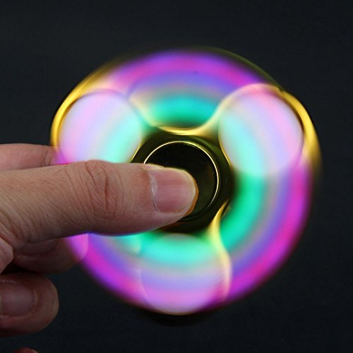 Bescita LED Licht Fidget Hand Spinner Finger Spielzeug Dekompression Spielzeug EDC Focus Gyro,Mit Schalter (Gold) - 3