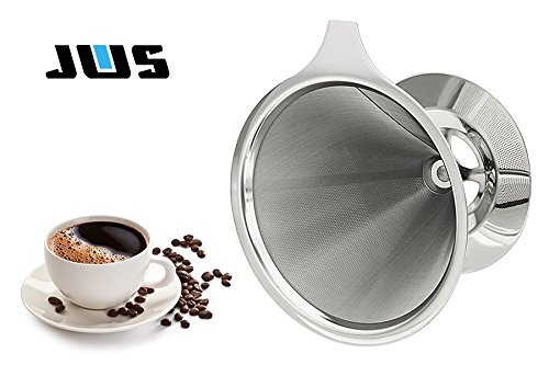 BoRui Edelstahl Kaffeefilter,Handfilter wiederverwendbare Kaffee Filter Double Layer Mesh Kaffee Dripper mit Cup Stand (Silber) - 7