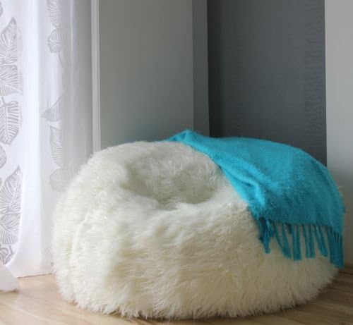 LARGE LUSH &amp; SOFT ALPACA FAUX FUR BEAN BAG CLOUD BEAN BAG CHAIR COVER , POUF, PUFA 140 CM x 80 CM