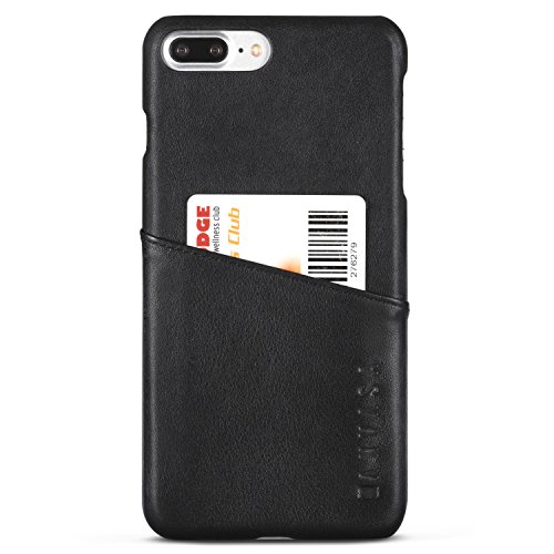 KANVASA Funda iPhone 8 Plus Funda iPhone 7 Plus Piel Negro Case Cover Carcasa Tapa Trasera Cards en Piel Aut  ntica Premium con Cartera para Apple iPhone 8 Plus   7 Plus - con Bolsillo Tarjetero