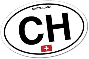 STICKER COLLECTIVE CH Switzerland Country Code Sticker Flag Bumper Water Proof Vinyl