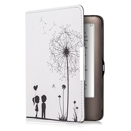 kwmobile Hülle für Tolino Shine / Page - Flipcover Case eReader Schutzhülle - Bookstyle Klapphülle Pusteblume Love Design Schwarz Weiß