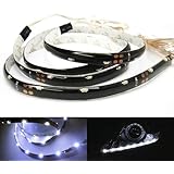 2x White LED Side Glow Light Strip 50cm Car Motorcycle Sidelight Indicator Lamp Daytime Running Light DRL Interior Universal Fit