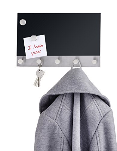 Wenko 50415100 Hakenleiste Black – 5 Haken, magnetisch, Gehärtetes Glas, 19 x 30 cm, schwarz - 3