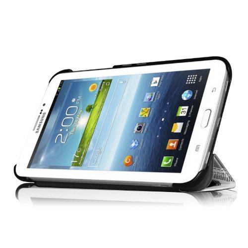 Fintie Samsung Galaxy Tab 3 7.0 (7 Zoll) SM-T210 SM-T211 Hülle Case – Ultra Slim Schutzhülle Tasche Etui mit Standfunktion (Nicht kompatibel mit der Tab 3 7.0 Lite), Zeitung - 4
