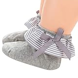 Mitlfuny Unisex Baby Kinder Jungen Zubehör Säuglingspflege,Baby Kinder Mädchen Komfortable Streifen Bow-knot Süße Socken Hausschuhe Söckchen