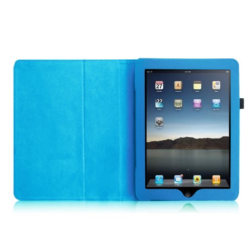 Fintie Apple iPad 1 Hülle Case Schutzhülle Etui Tasche – Folio Slim Fit Ständer Kunstleder Smart Cover mit Stylus Loop für iPad 1st Generation, Blau - 7