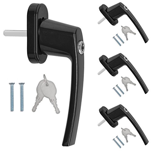 Preisvergleich Produktbild kwmobile Fenstergriff Aluminium abschließbar 4X - Kindersicherung Fenstersicherung mit Schloss in Stiftlänge 35mm - Fensterschloss schwarz RAL 9005