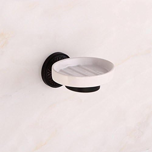 YANXH Wall Mounted Brass Ceramic Soap Dish Holder for Bathroom Washroom Bath Accessories Black