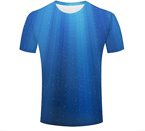 shanguo Men 3D T Shirts Water Drops Blue Surface Graphic Summer Top XXL