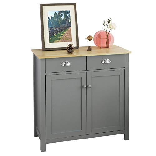 SoBuy® FSB25-HG Buffet Commode Armoire de Rangement Table Console Meuble de Rangement pour entrée Chambre Salon avec 2 tiroirs et 2 Portes- Gris Clair