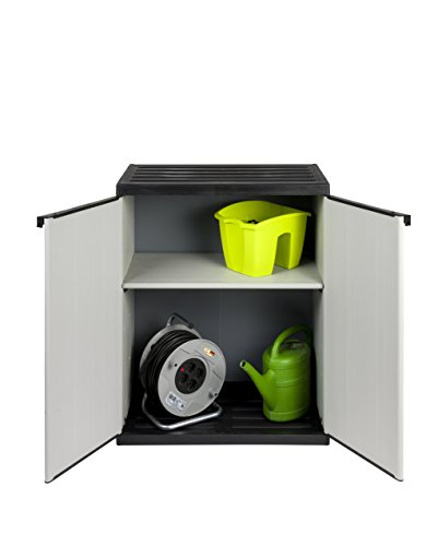Mittlerer Kunststoffschrank mit spritzwassergeschützter Deckel- & Bodenplatte - extra stabil, leichter Aufbau, optimal für den Innen- & Außeneinsatz