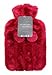 Luxurious Cosy Faux Fur Cover Hot Water Bottles with Pom Poms: 2 Litre Size (Cranberry)