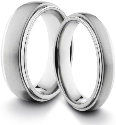 His &amp; Her's 6MM/4MM Titanium Classic Styled Brushed &amp; Polished Comfort Fit Wedding Band Ring Set (Available Sizes H - V) EMAIL US WITH YOUR SIZES