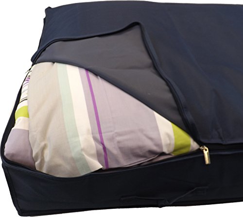 Neusu Heavy-Duty, Belastbare Extragroße Unterbett-Aufbewahrungstasche – XL-Größe (96 x 78 x 18 cm) – Starkes 600D Polyestermaterial Mit 4 Verstärkten Steggriffen – Für Bettwäsche, Kleidung, Kissen, Usw. Oder Mehrere Daunendecken – Alternativ Zur Wäschetruhe (Blau) - 4