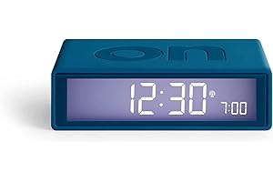Lexon Flip+ Digital Alarm Clock for Bedrooms, Reversible On/Off Faces with Snooze function, LCD display & Touch Sensor Light, Radio Controlled & Battery Operated, Rubber - Duck Blue