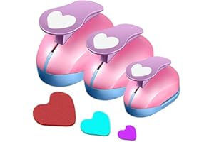VSREI Perforadora de papel creativa Corazon, perforadora de fantasía hecha a mano para proyectos de bricolaje,fabricación de tarjetas (forma de corazón)-Juego de 3 tamaños 9/15/24mm -Color aleatorio