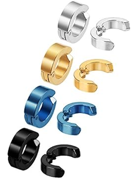 8 Stück Non-Pierced Ohrringe Ohrklemmen Falsch Ohr Hoop für Herren und Damen, Edelstahl, 4 Farben