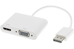 ADWITS 2-w-1 Adapter kabla DisplayPort 1.2 do HDMI i VGA, aktywny konwerter DP obsługuje rozdzielczość 4K2K 30 Hz dla GTX 970/950/760/1060/1070/1080, ThinkPad W510 / W520 / L420 / T510 i więcej, biały