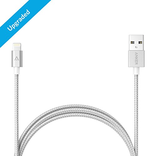Anker 3ft Nylon Braided USB Cable with Lightning Connector [Apple MFi Certified] for iPhone X / 8 / 8 Plus / 7 / 7 plus / SE / 6 / 6 Plus/ 6s, iPad Air 2, iPad Pro and More (Silver)