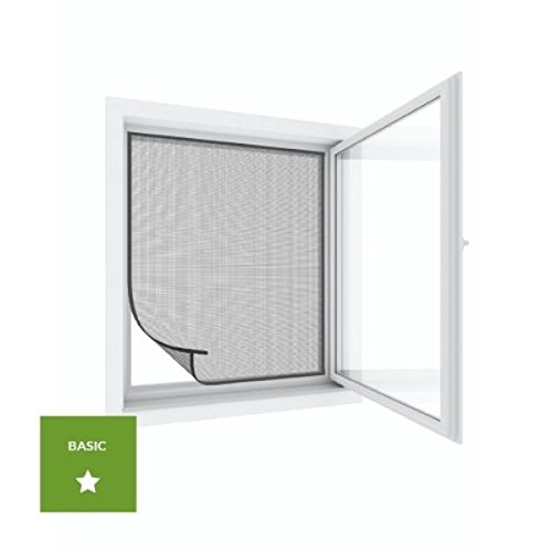 Preisvergleich Produktbild wip Insektenschutzfenster Fliegengitter Open-Up 130x150cm anthrazit Polyester mit Klettband