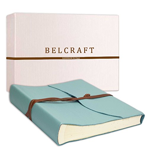 Capri Fotoalbum Leder, Handgearbeitet in klassischem italienischem Stil, Geschenkschachtel inklusive, A4 (23x30 cm) Aqua