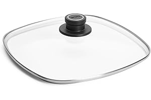 WOLL Pokrywa ze szkła bezpiecznego, kwadratowa, 28 x 28 cm, przycisk pokrywki ze stałym odpowietrzaniem