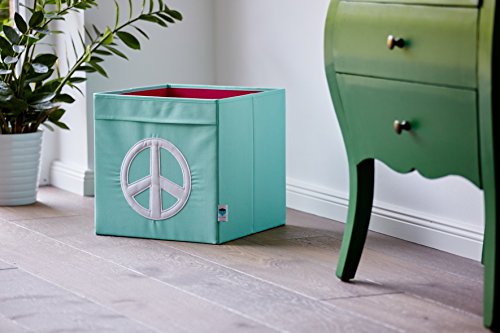 STORE.IT 674596 Ordnungsbox offen, Aufbewahrungsbox, passend für Kallax, Expedit, Polyester, 33x33x33cm, mint mit weiߟem Peace Zeichen - 2